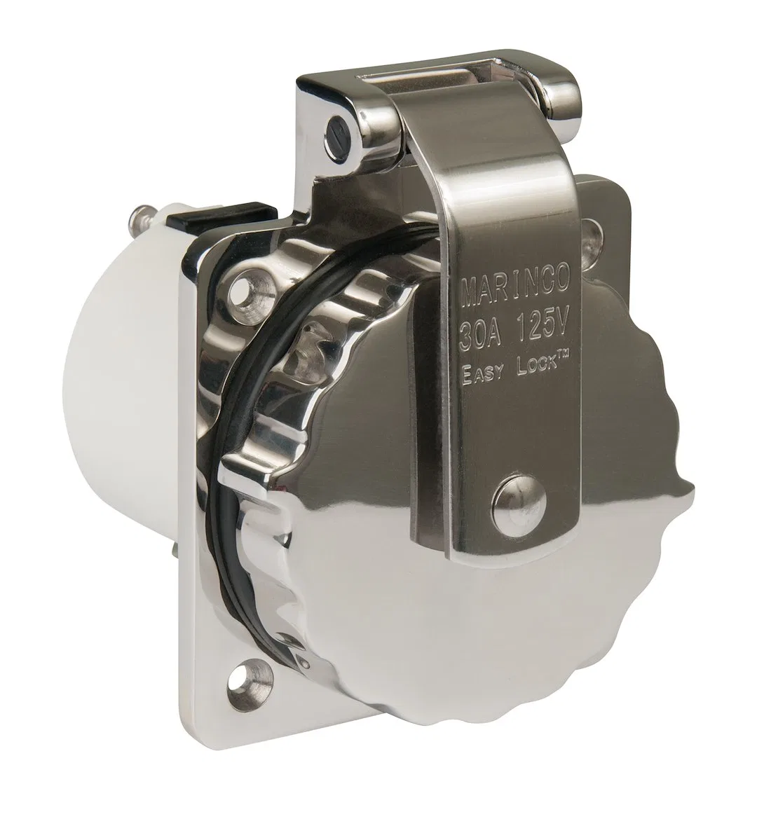 303SSEL-BRV – MARINCO Power Inlet Port, Manual Power Disconnect 30 Amp Power 125 Volt AC Stainless Steel With Cap